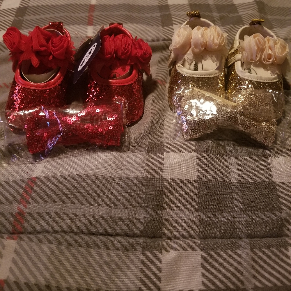 Baby girl dress shoes matching headbands